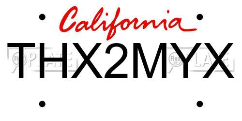THX2MYX California License Plate