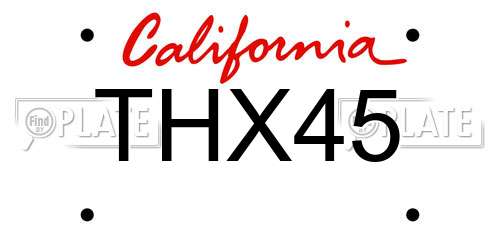 THX45 California License Plate