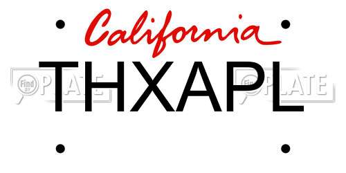 THXAPL California License Plate