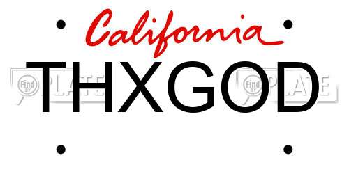 THXGOD California License Plate