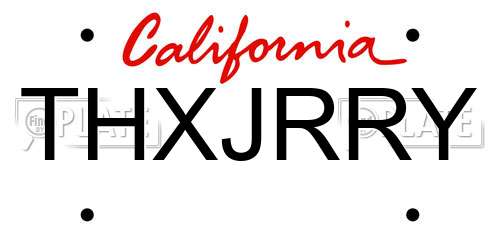 THXJRRY California License Plate