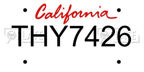 THY7426 California License Plate