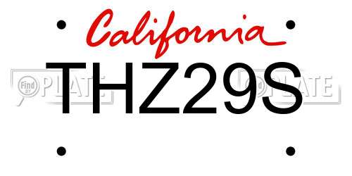THZ29S California License Plate