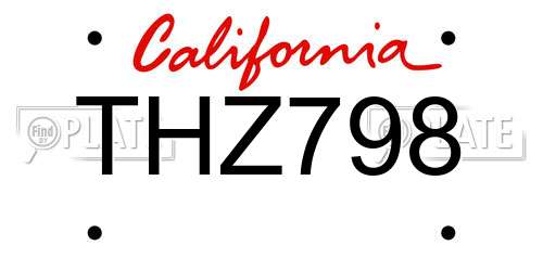 THZ798 California License Plate
