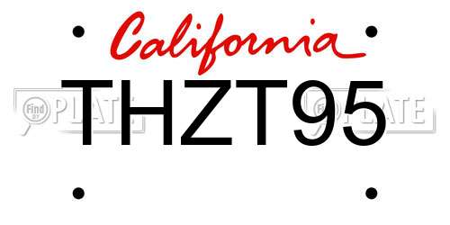 THZT95 California License Plate