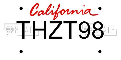 THZT98 California License Plate