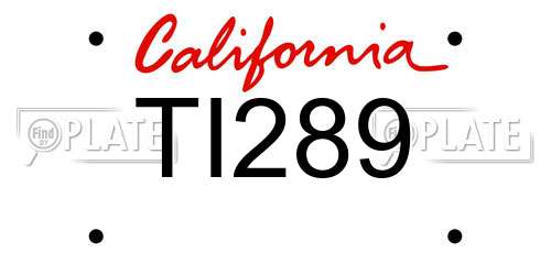 TI289 California License Plate