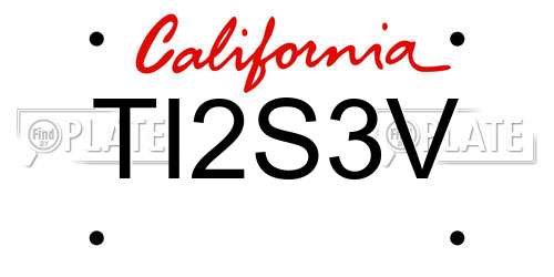 TI2S3V California License Plate