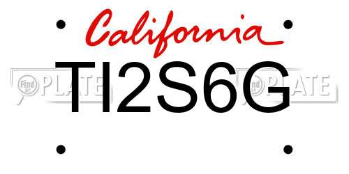 TI2S6G California License Plate