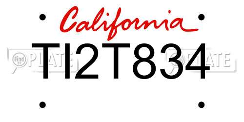 TI2T834 California License Plate