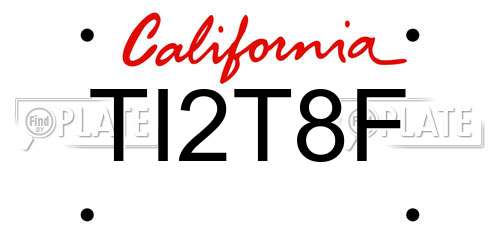 TI2T8F California License Plate