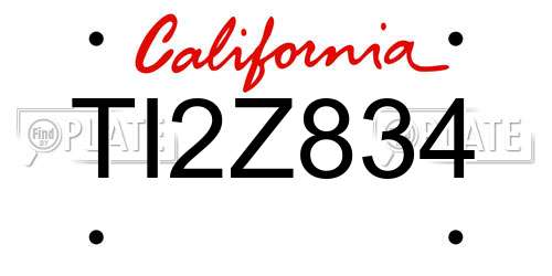 TI2Z834 California License Plate