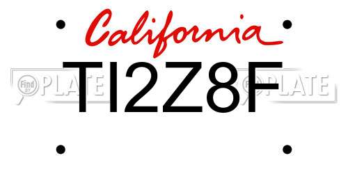 TI2Z8F California License Plate