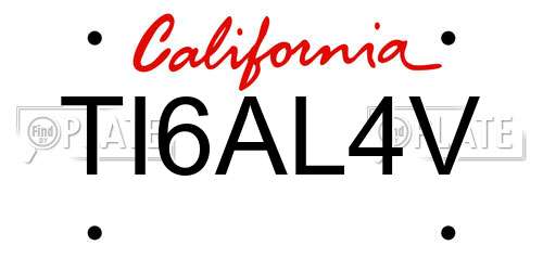 TI6AL4V California License Plate