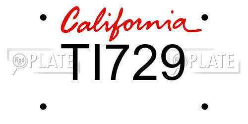 TI729 California License Plate