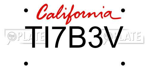 TI7B3V California License Plate