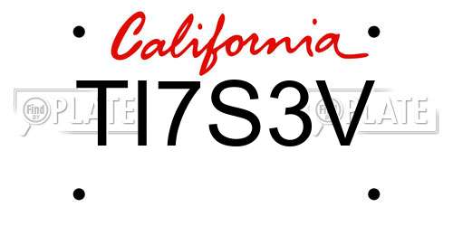 TI7S3V California License Plate
