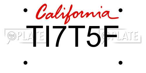 TI7T5F California License Plate