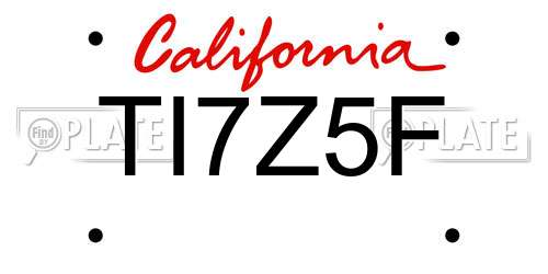 TI7Z5F California License Plate