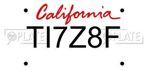 TI7Z8F California License Plate