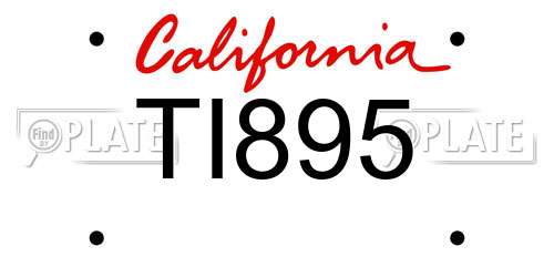 TI895 California License Plate