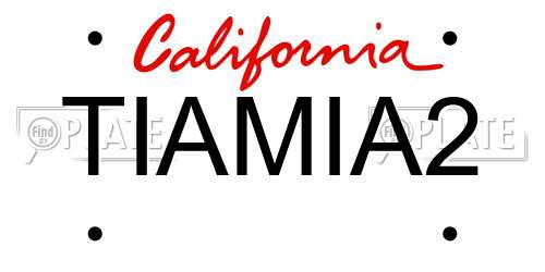 TIAMIA2 California License Plate