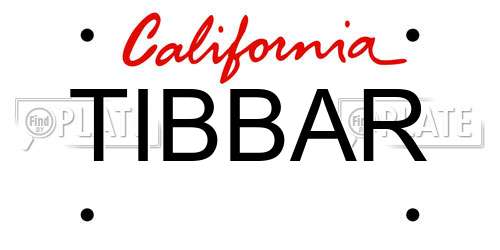 TIBBAR California License Plate