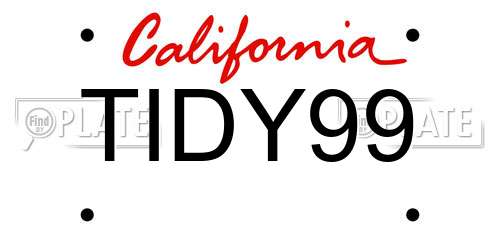TIDY99 California License Plate