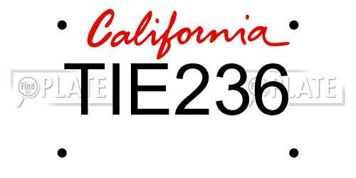 TIE236 California License Plate