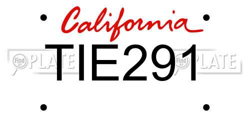 TIE291 California License Plate