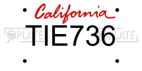 TIE736 California License Plate