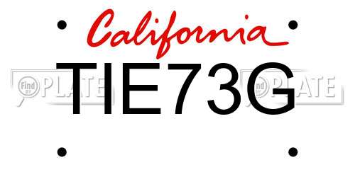 TIE73G California License Plate
