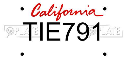 TIE791 California License Plate