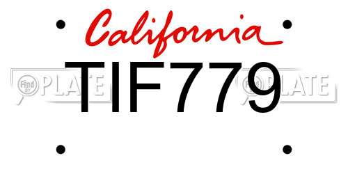 TIF779 California License Plate