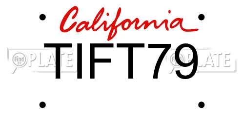 TIFT79 California License Plate