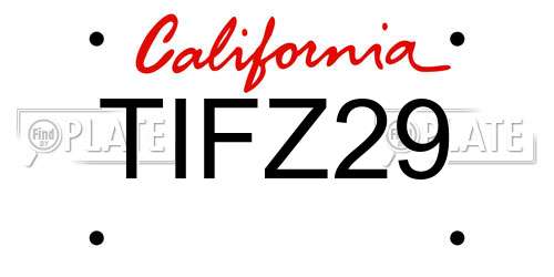 TIFZ29 California License Plate