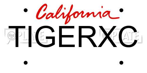 TIGERXC California License Plate
