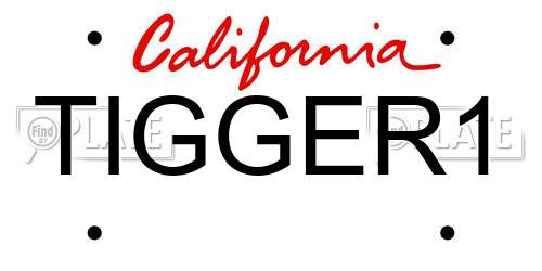 TIGGER1 California License Plate