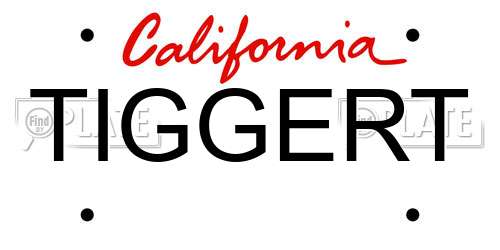 TIGGERT California License Plate