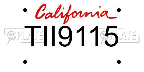TII9115 California License Plate