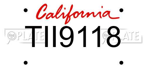 TII9118 California License Plate
