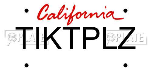 TIKTPLZ California License Plate