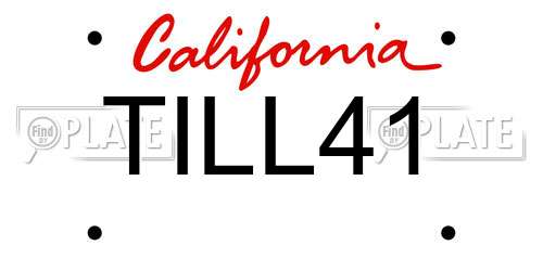 TILL41 California License Plate