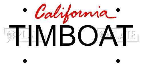 TIMBOAT California License Plate
