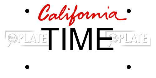 TIME California License Plate
