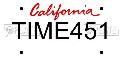 TIME451 California License Plate