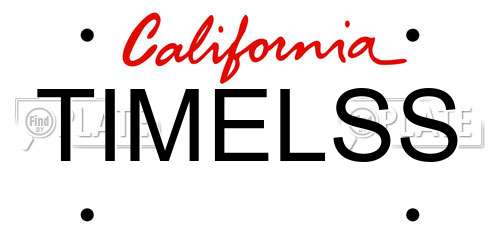 TIMELSS California License Plate