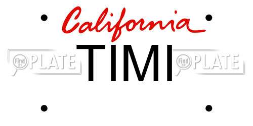 TIMI California License Plate