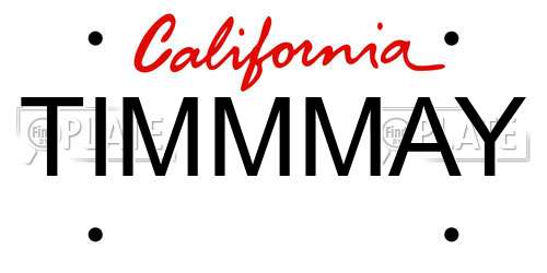 TIMMMAY California License Plate