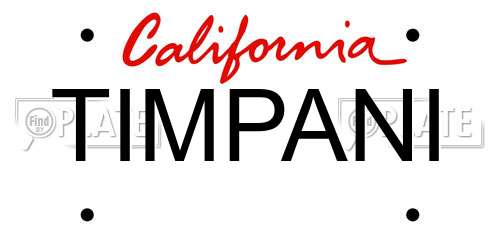 TIMPANI California License Plate